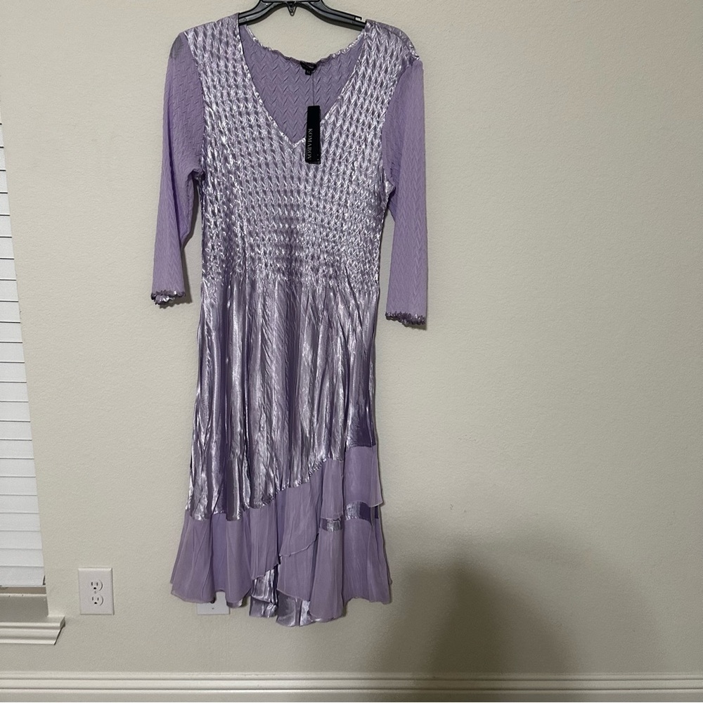 NWT KOMAROV V-Neck Three-Quarter Sleeve A-Line Midi Dress - Picture 7 of 12